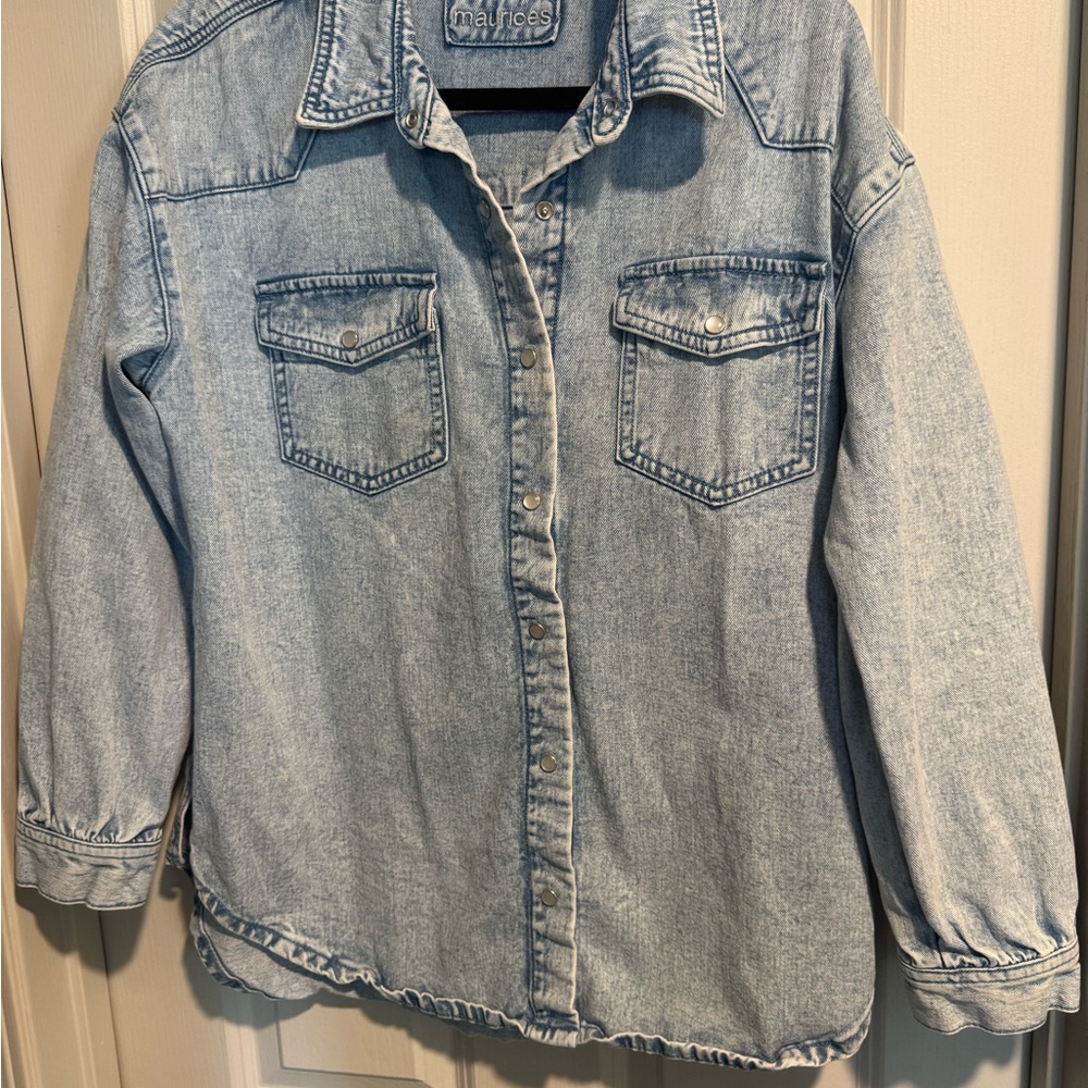Maurices Light Blue Denim Shirt Jacket